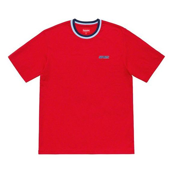 Supreme SS19 Split Rib S/S Top Round Neck Segmentation Two Color Short Sleeve Unisex Red SUP-SS19-983