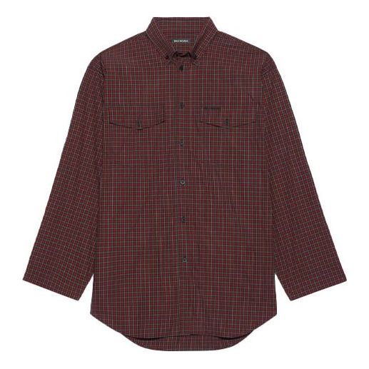 Balenciaga SS21 Oversize Plaid Long-Sleeved Shirt Brown 658806TKM366100