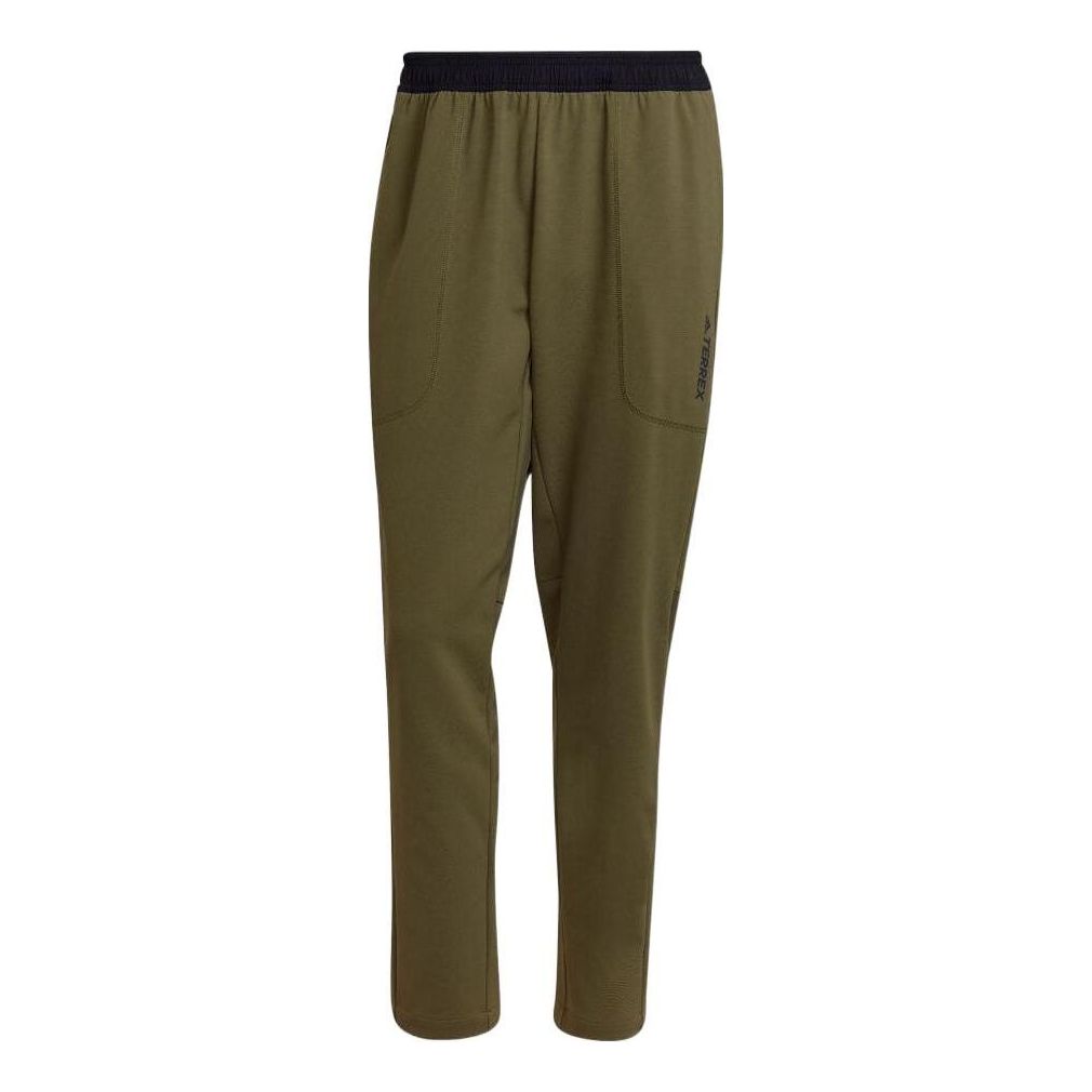 Men's adidas Solid Color Casual Sports Pants/Trousers/Joggers Brown Green HA2299