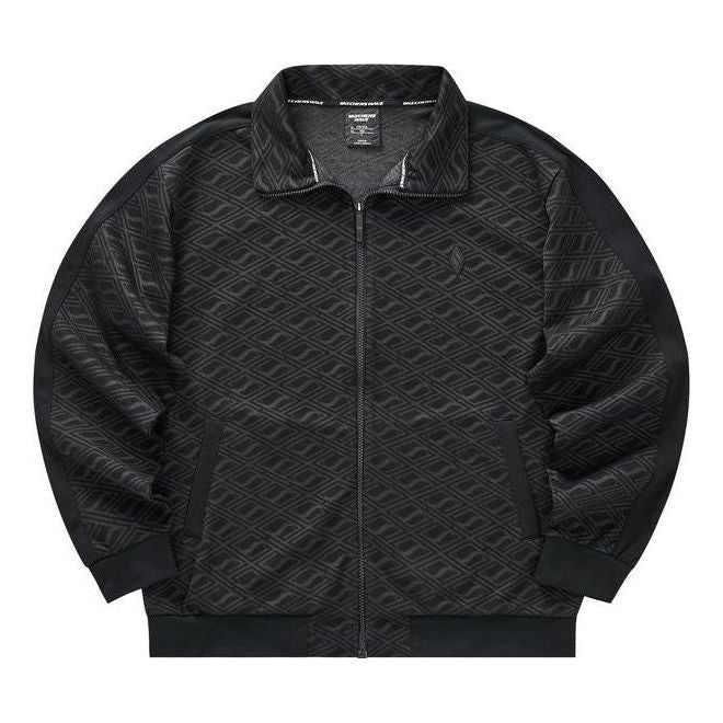 Skechers Full Print Embossed Zip-up Collar Jacket 'Black White' L422M081