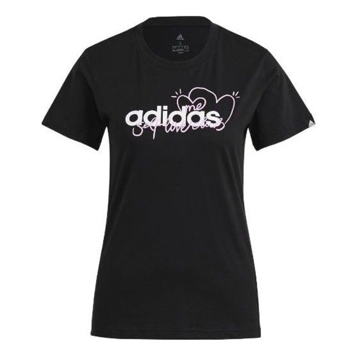 (WMNS) adidas Heart Graphic T-Shirt Asia Sizing 'Black White' GL6844