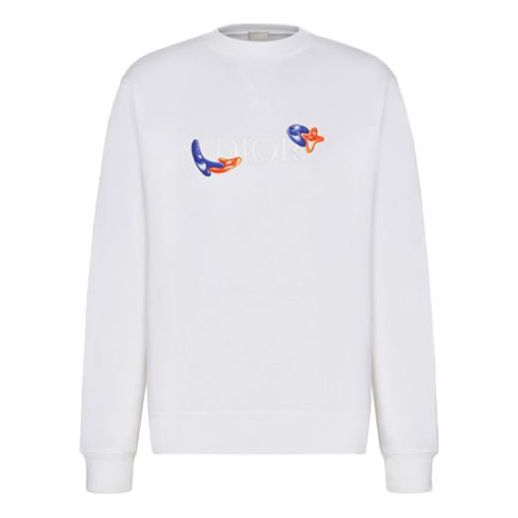 Men's DIOR x KENNY SCHARF Crossover FW21 Casual Long Sleeves Pullover White 193J687B0531-C084