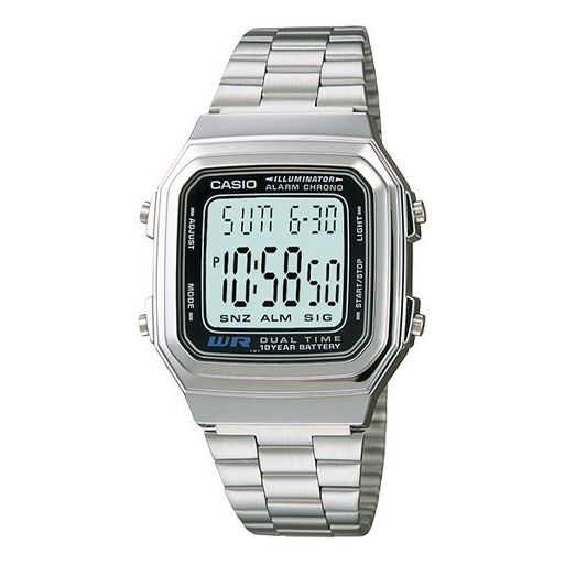 CASIO Waterproof Sports Unisex Mens Silver Digital A178WA-1A
