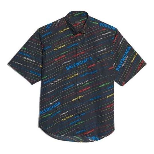Balenciaga Logo Print Short Sleeve Shirt 'Black' 556869TDL542771