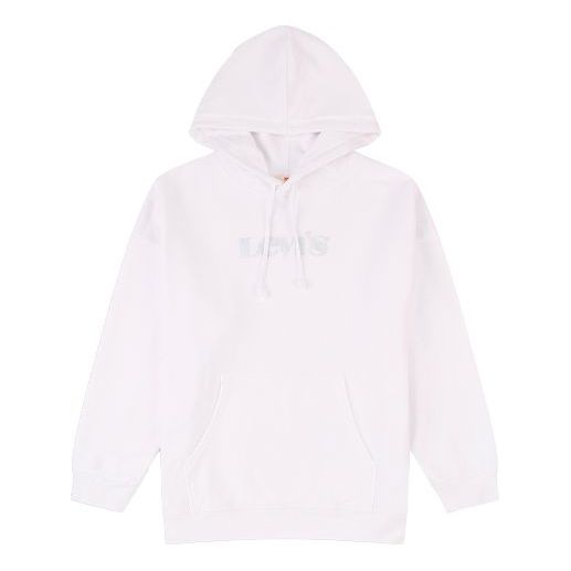 (WMNS) Levi's Alphabet Logo Pattern hooded Long Sleeves Hoodie White 34400-0011