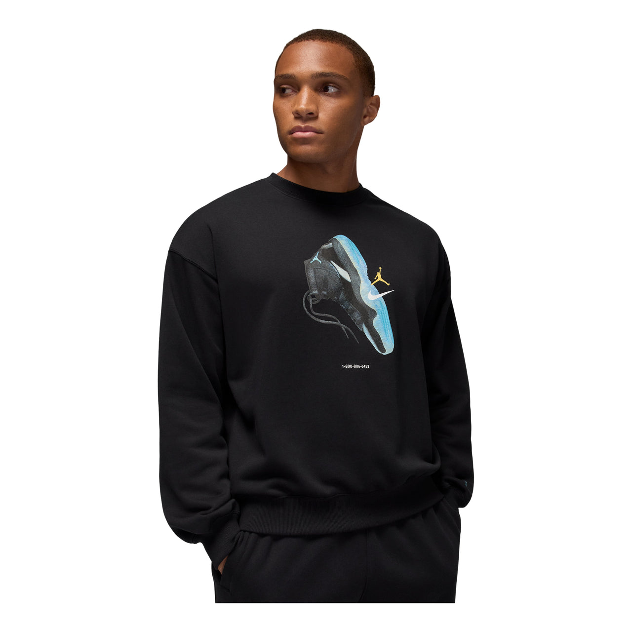 Air Jordan Brooklyn Fleece Crewneck Sweatshirt 'Black Gamma Blue' IM6301-010
