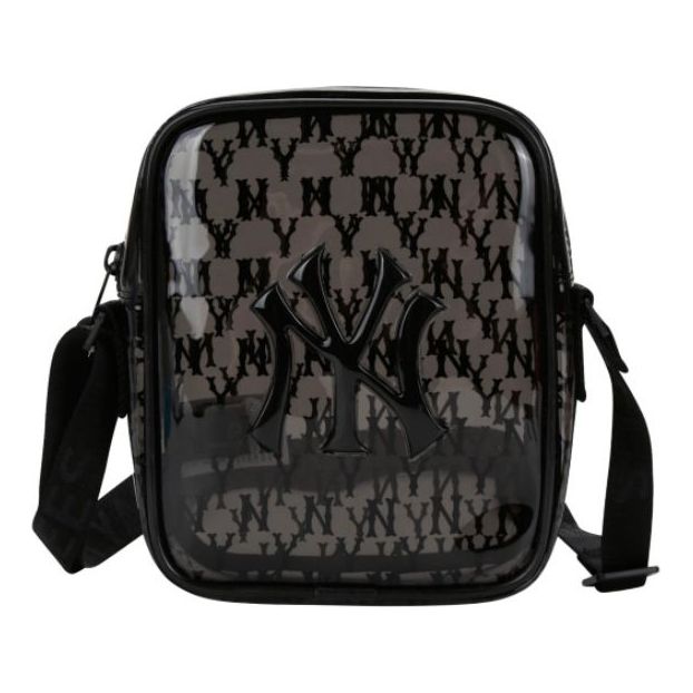 MLB Monogram Series NY New York Yankees PVC Messenger Bag Black 32BGDB011-50L