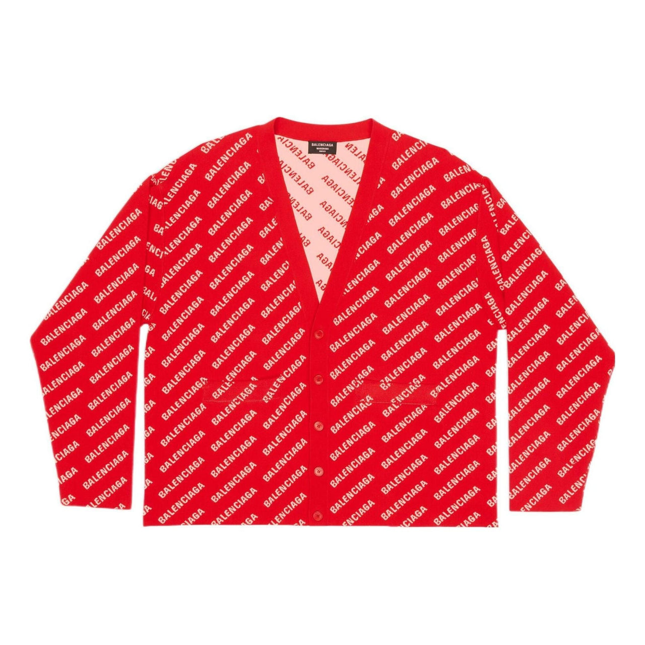Balenciaga Mini Allover Logo Cardigan 'Red White' 699822T32336090