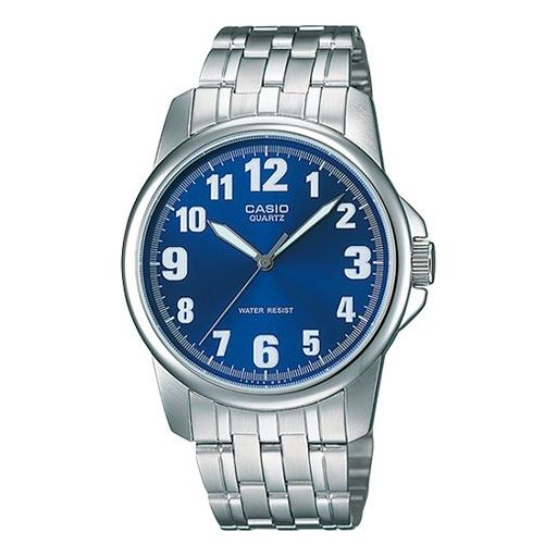 CASIO Waterproof Stainless Steel Strap Mens SilverBlue Analog MTP-1216A-2B2021