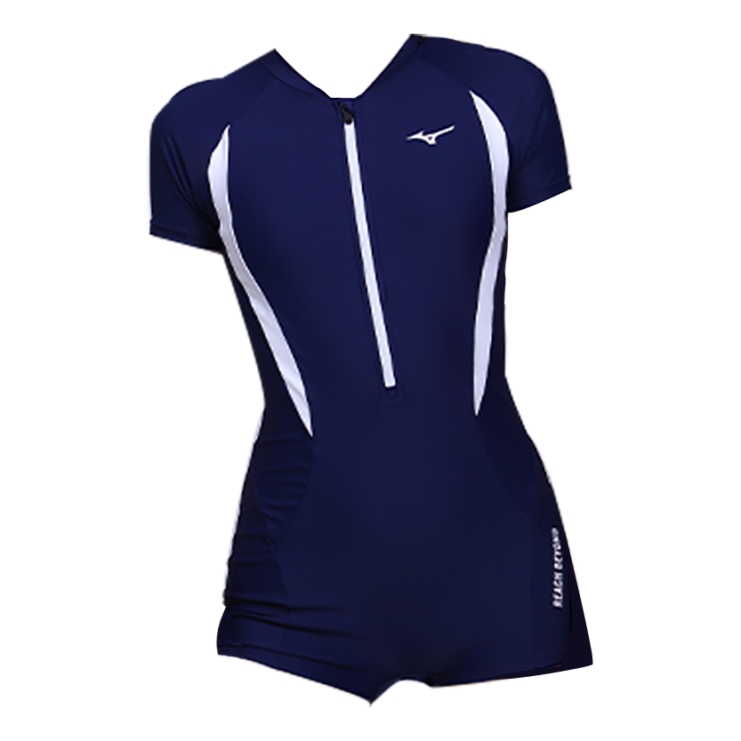 (WMNS) Mizuno Short Sleeve Swimsuit 'Navy' N2CA1359