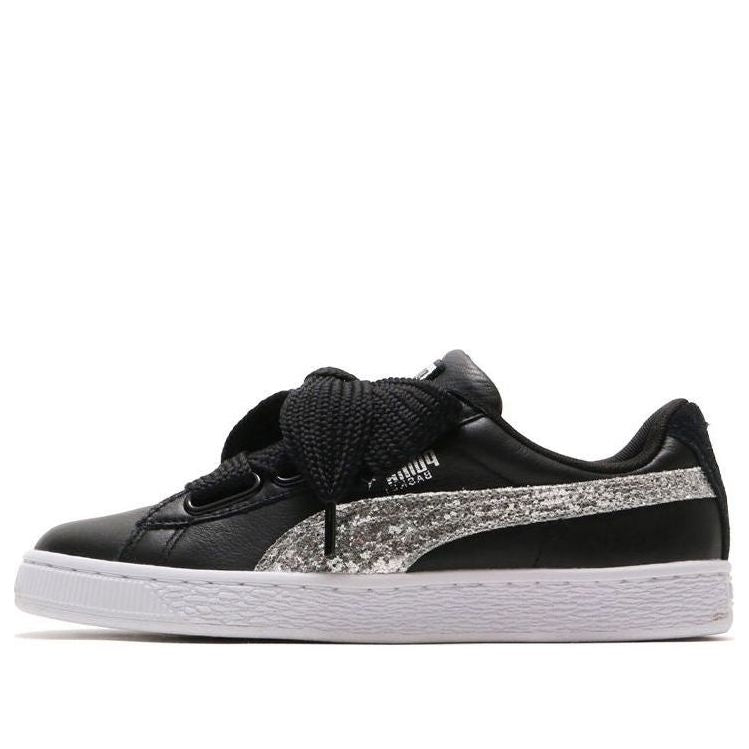 (WMNS) PUMA Basket Heart 'Black Silver Glitter' 364078-03