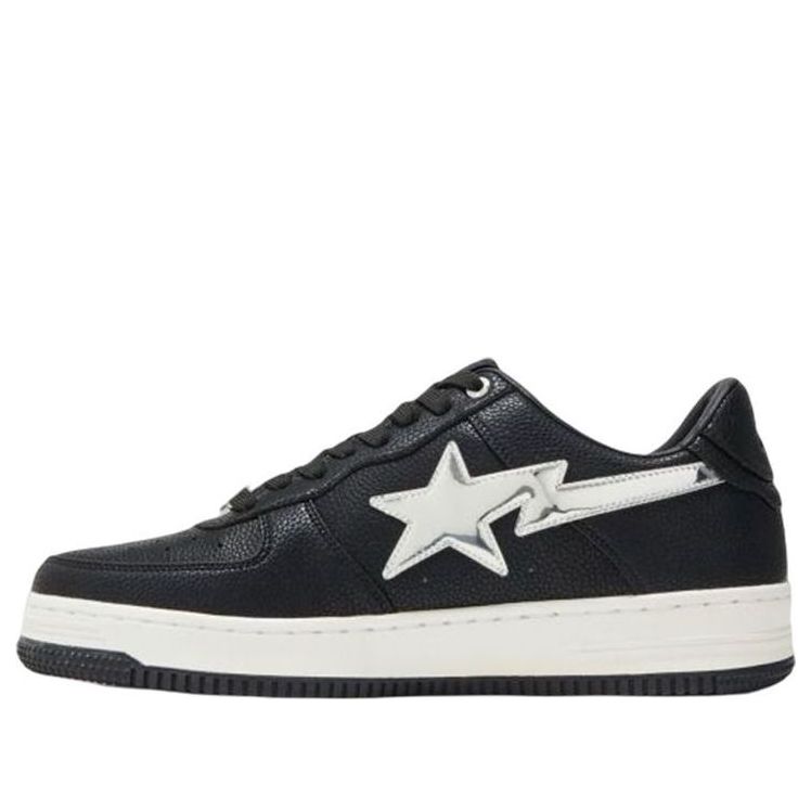 (WMNS) A BATHING APE Sta Leather Low 'Black White' 1I70-291-016-BLCKWHITE
