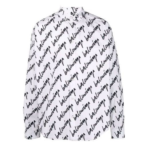 Balenciaga Scribble Logo Short Sleeve Shirt Large Fit 'White' 662983TLLJ49040