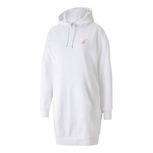 (WMNS) PUMA Classics Casual hooded Pullover Long Sleeves Dress White 599165-52
