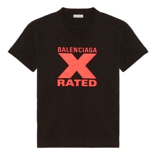 Balenciaga X-Rated Small Slim Fit Short Sleeve Black 612964TIVA71076