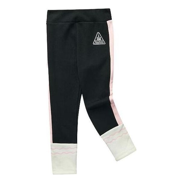 (GS) Skechers Mid-Waist Straight Tight Fleece Lined Leggings 'Black White Pink' L423G120-0018