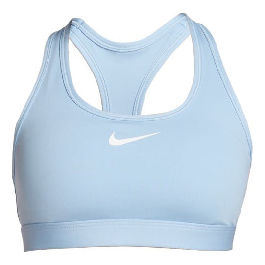 (WMNS) حمالة صدر رياضية مبطنة متوسطة الدعم من Nike Swoosh باللون الأزرق DX6822-440