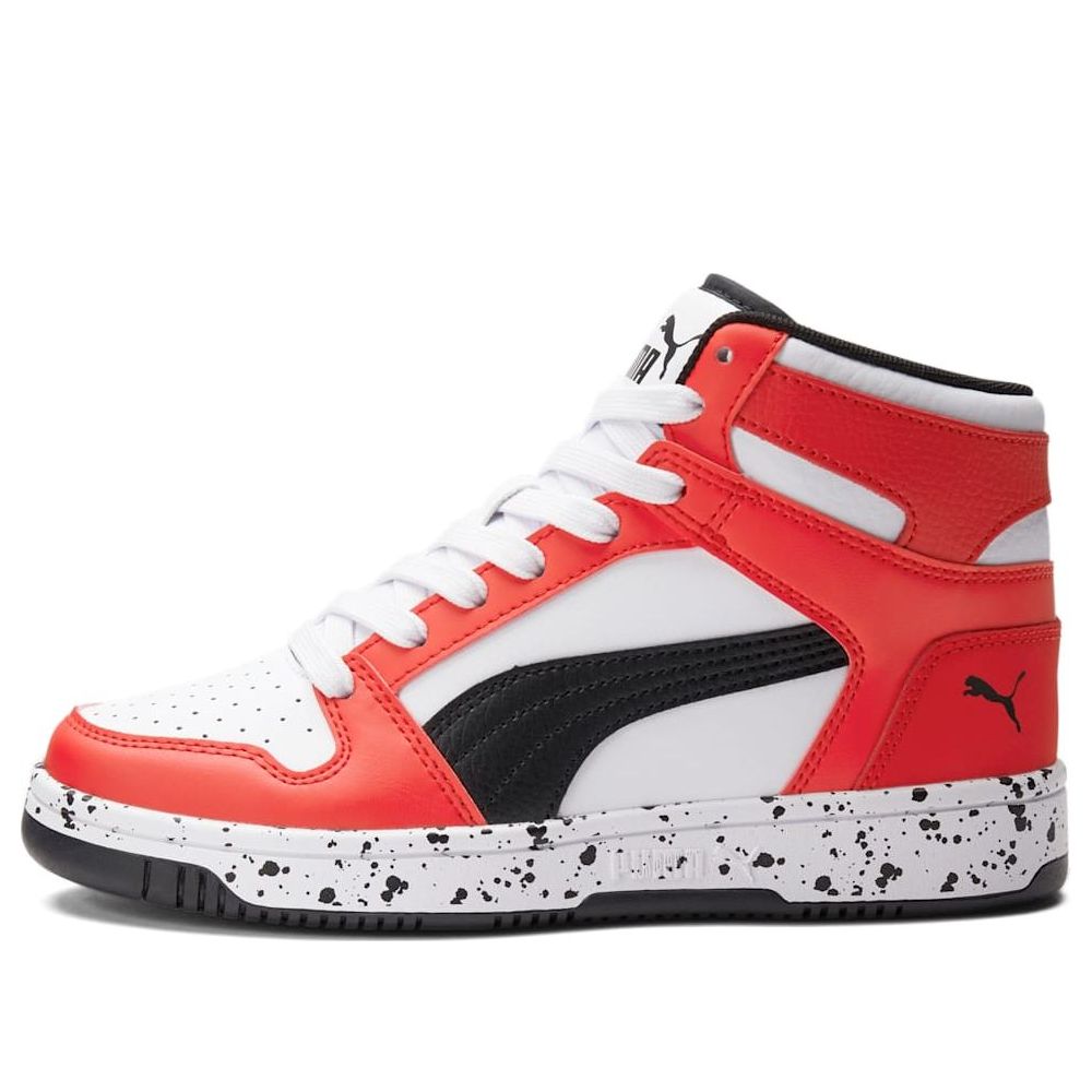 (GS) PUMA Rebound LayUp Speckle 'White High Risk Red' 386924-01