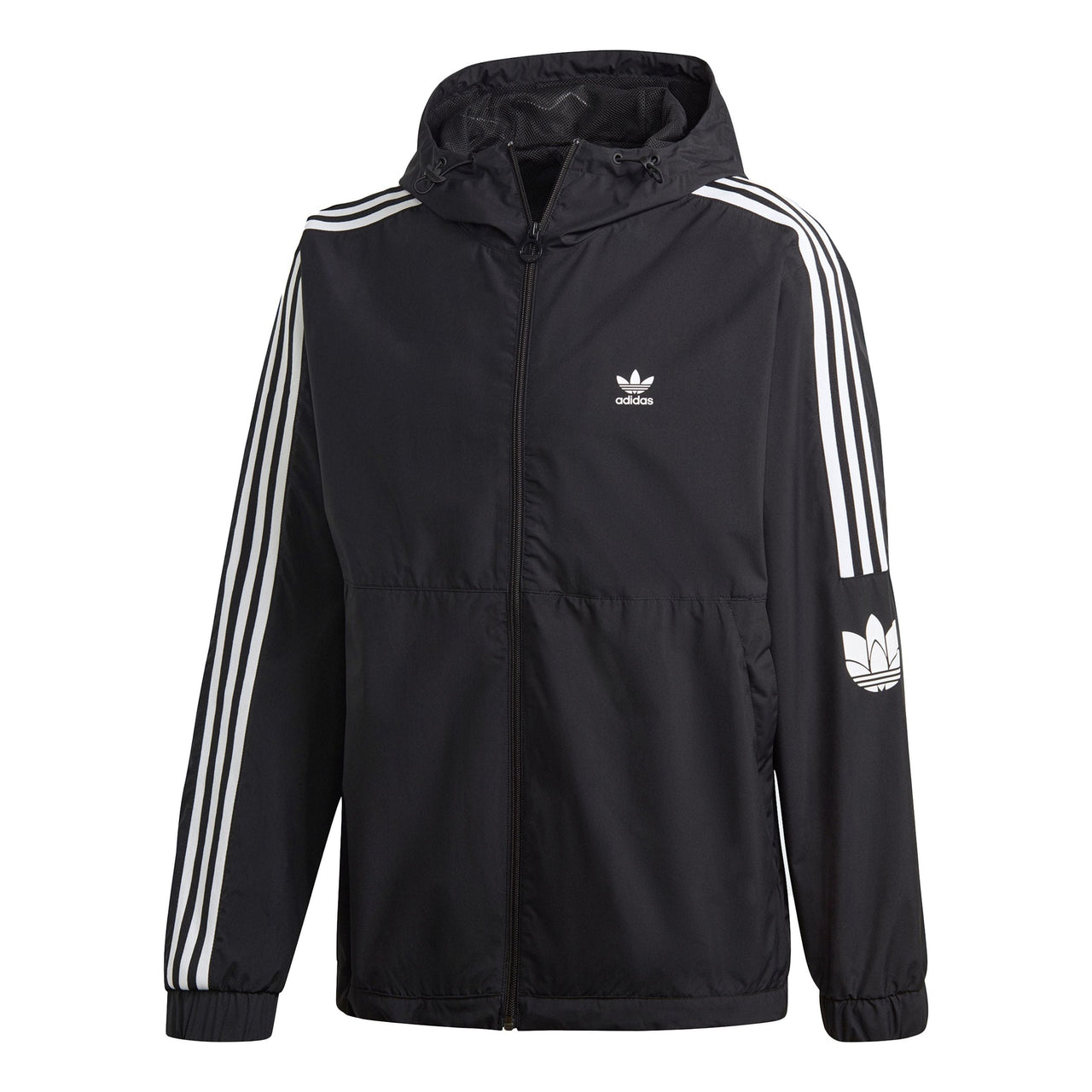 adidas originals Classic Logo Printing hooded track Jacket Black GN1867