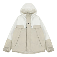 New Balance Logo Embroidered Colorblock Hooded Jacket Couple Style White 5AC14103-BEI