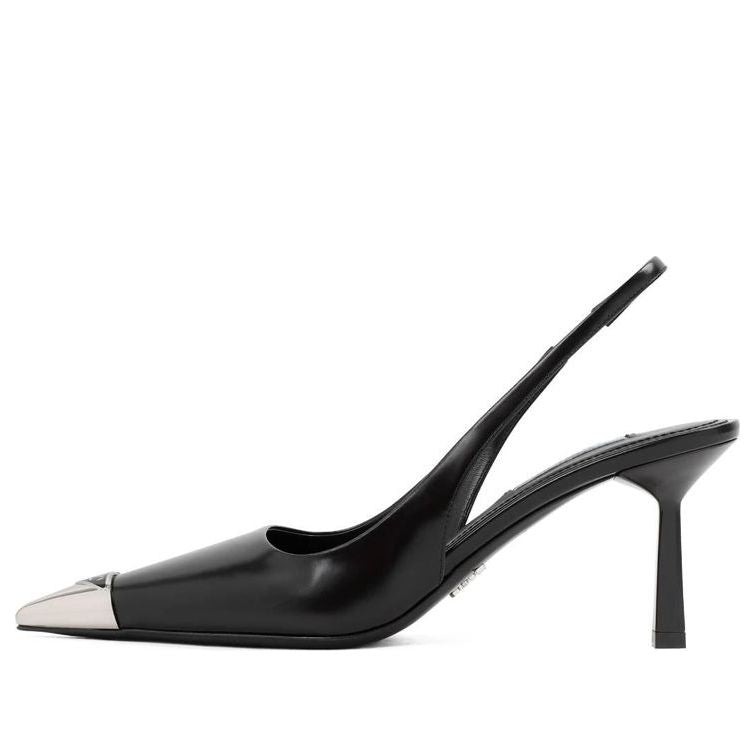 (WMNS) PRADA Metal Toecap Brushed Leather Slingback Heels 'Black' 1I903M_055_F0002_F_075