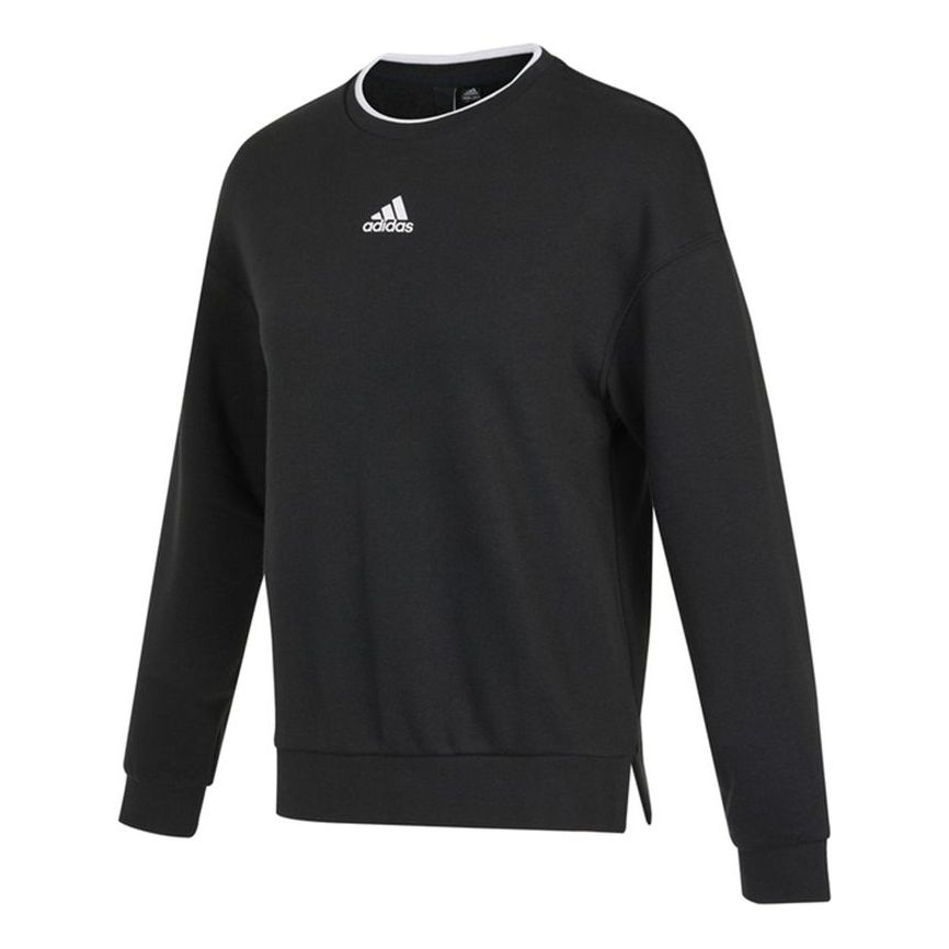 (WMNS) adidas Fi W Swt Gloss Logo Printing Knit Round Neck Pullover Black Hoodie H09766
