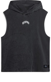 Li-Ning BadFive Graphic Sleeveless Hoodie 'Washed Black' AVSU437-1