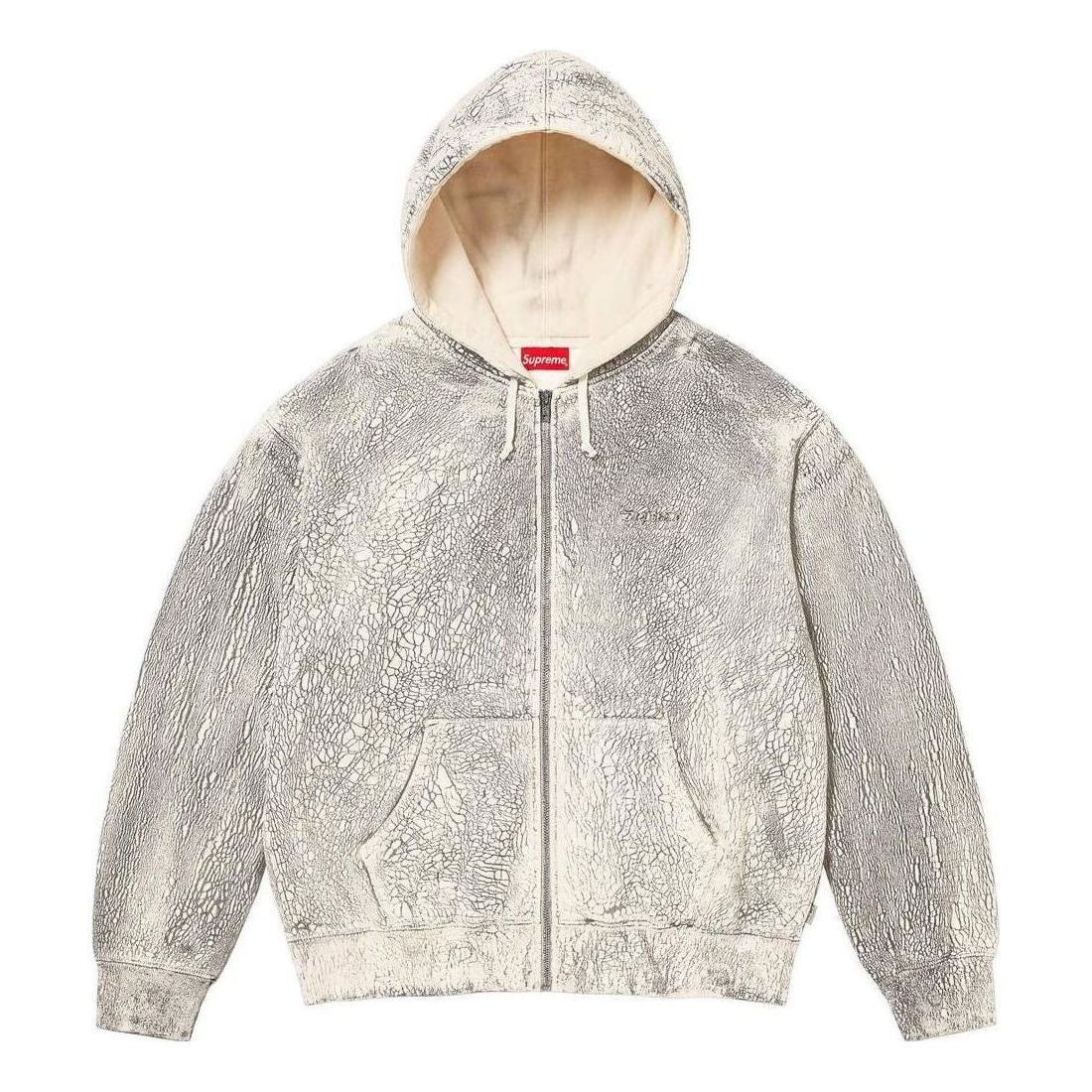 Supreme Crackle Zip Up Hooded Sweatshirt 'White Black' SUP-FW23-064
