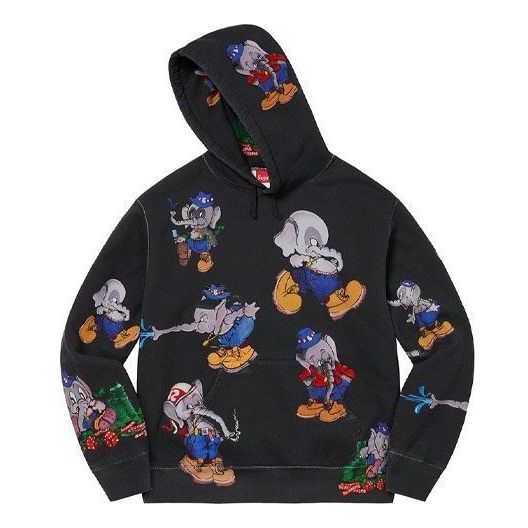 Supreme Elephant Hooded Sweatshirt 'Black White Blue' SUP-FW22-005