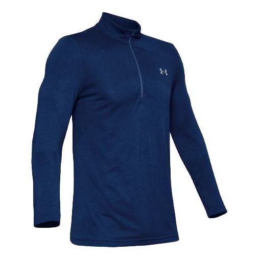 Under Armour Seamless 1/2 Zipper Sports Long Sleeves T-shirt USA Blue 1351452-449