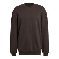 Men's adidas Solid Color Round Neck Loose Pullover Hoodless Dark Grey Olive Green HG6637