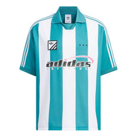 adidas Trefoil Logo Play Football Graphic Polo Shirt Asia Sizing 'Blue White' IW6307