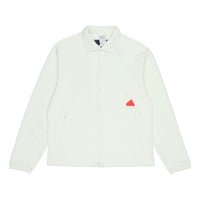 adidas Solid Color Logo Single Breasted Lapel Long Sleeves White Jacket HG2072