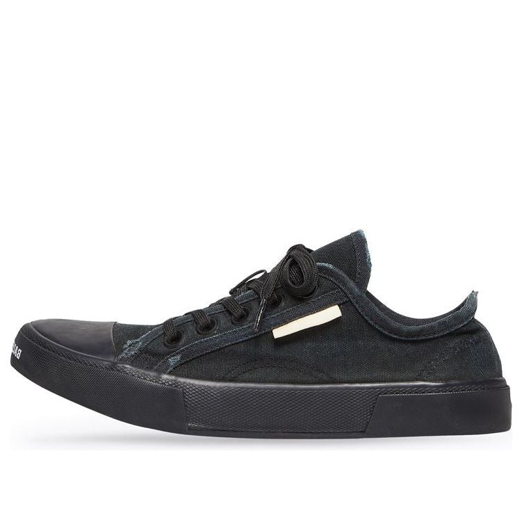 Balenciaga Paris Low Top Sneakers 'Black Destroyed Cotton and Black Rubber' 688754W3RP21010