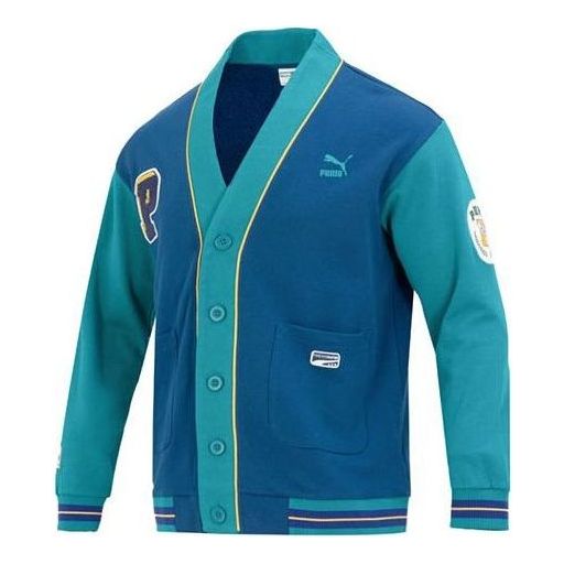 PUMA Team Badge V-neck Jacket 'Teal' 677374-45