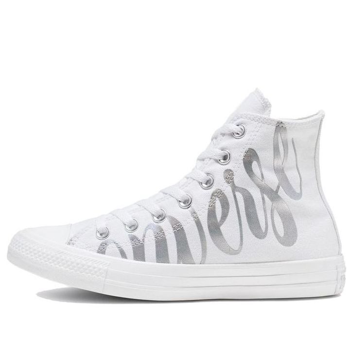 (WMNS) Converse Chuck Taylor All Star High 'Metallic Script Logo - White' 566176F