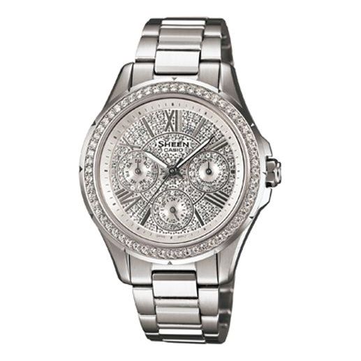 CASIO Waterproof Sports SHEEN Silver Analog SHE-3504D-7