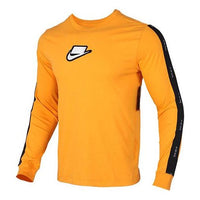 Men's Nike Logo Printing Round Neck Pullover Long Sleeves Yellow T-Shirt CI6215-886