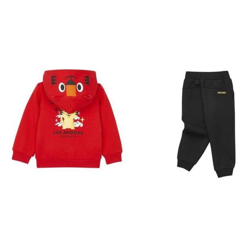 (GS) Skechers CNY Series Cartoon Letter Casual Suit 'Red Black' L122B023
