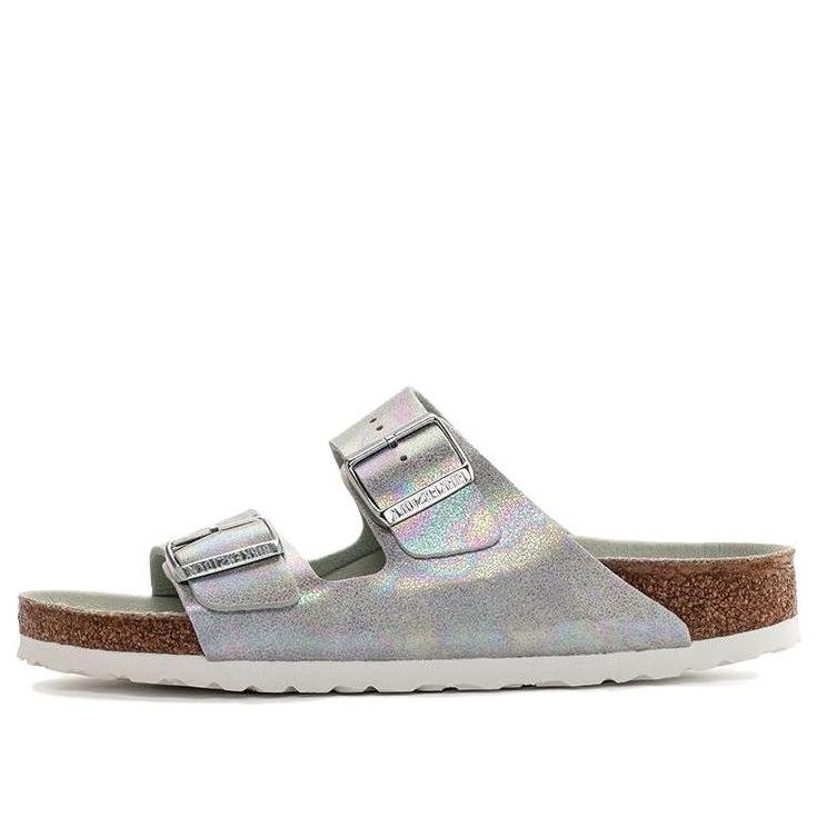 (WMNS) Birkenstock Arizona Vegan Microfiber Narrow Fit Sandals 'Iridescent Matcha' 1024099