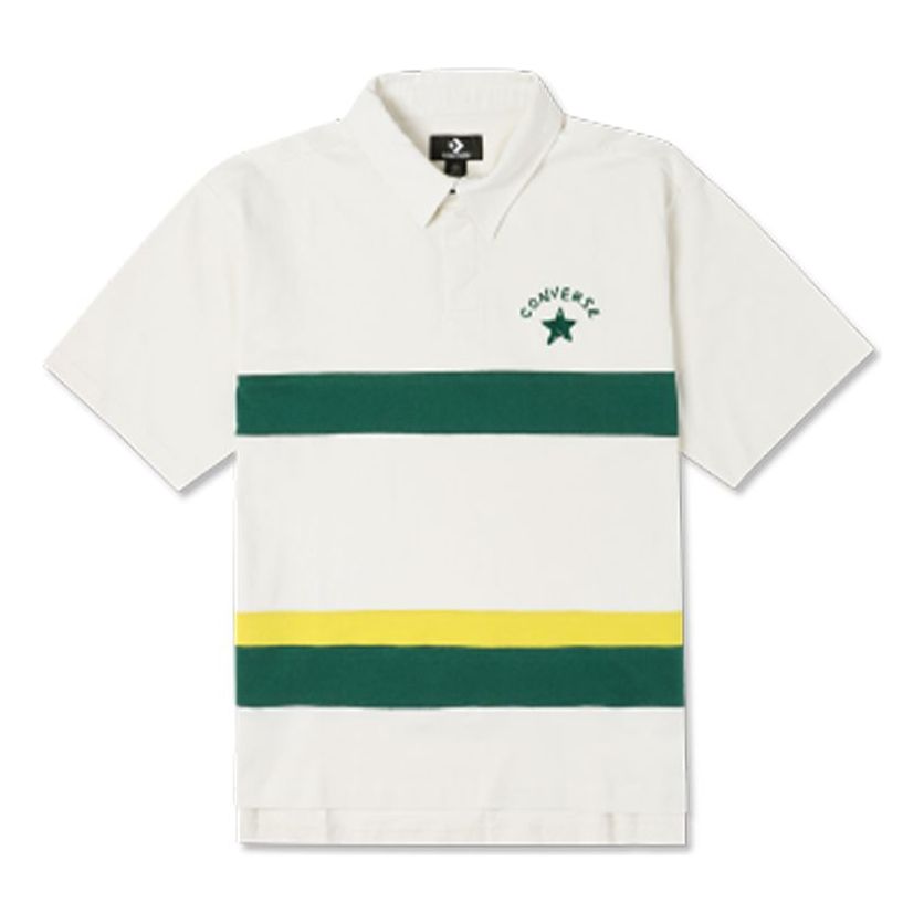 Converse Colorblock Logo Polo Shirt 'White Green' 10024880-286