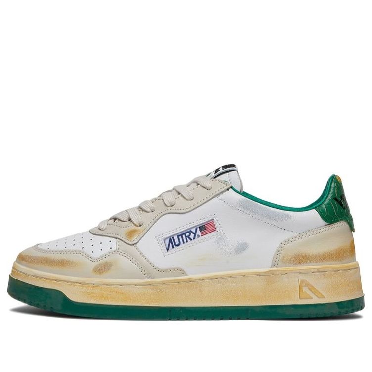 AUTRY Super Vintage Low Leather 'White Green' AVLM-CL02