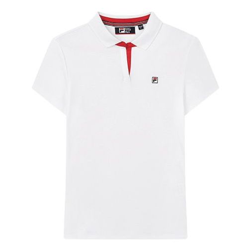(WMNS) FILA Logo Printing Cotton Sports Short Sleeve Polo Shirt White F51W011104F-WT