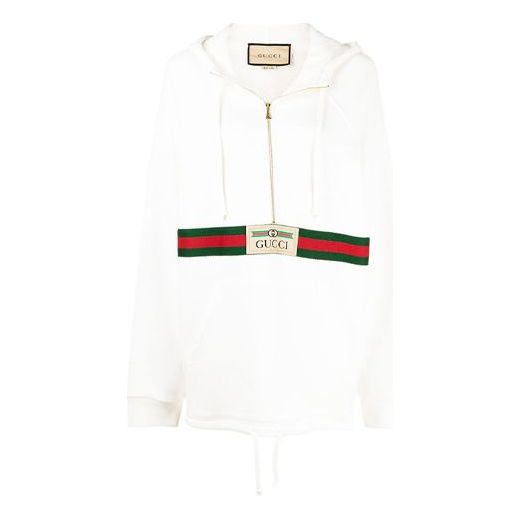 (WMNS) Gucci SS21 Detail Half Zipper Cotton Hoodie White 644656-XJC3W-9091