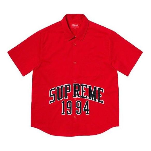 Supreme Arc Logo S/S Work Shirt 'Red Black' SUP-SS20-149