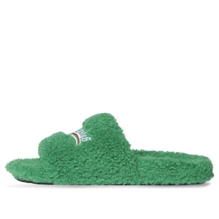 Balenciaga Furry Slides 'Green' 654747W2DO13096