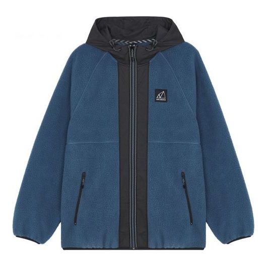 New Balance Men's New Balance Suede Colorblock Drawstring Hooded Knit Polar Fleece Jacket Blue AMJ13506-DOG