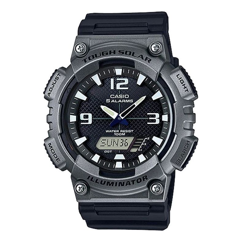 CASIO Analog Solar Powered Waterproof Sports Mens Black Analog/Digital Combo AQ-S810W-1A4V