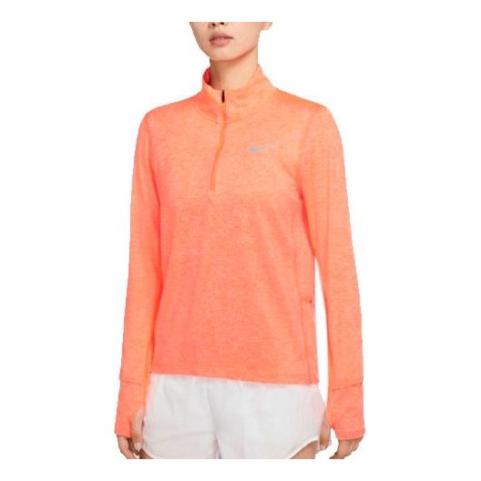 (WMNS) ملابس رياضية كاجوال للجري بنصف سحاب من Nike Element باللون البرتقالي الفاتح CU3221-854