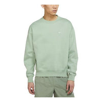 Men's Nike Lab Fleece Crew Solid Color Plush Stay Warm Sports Round Neck Pullover Light Green DA0318-006
